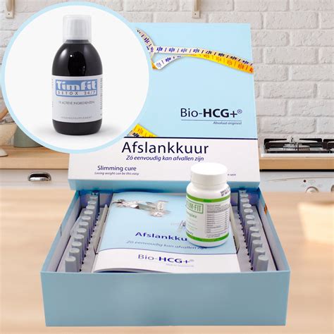Verpakking van Bio hcg druppels van Calorietje met de belangrijkste ingrediënten duidelijk vermeld.