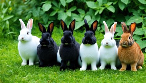 Illustratie van diverse gehaakte amigurumi konijnen in verschillende kleuren en maten.