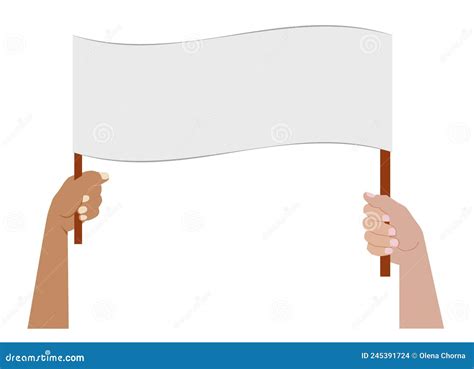 Illustratie van een demonstratie met spandoeken en mensen die een petitie ondertekenen.