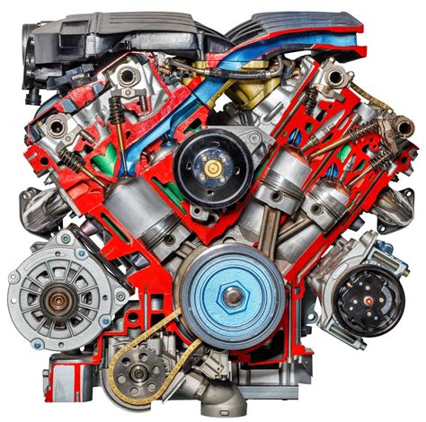 Schematische weergave van de onderdelen van een automotor.