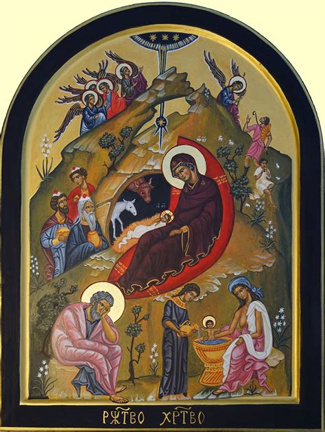 Vroegchristelijke icoon van de geboorte van Christus met Maria als centrale figuur