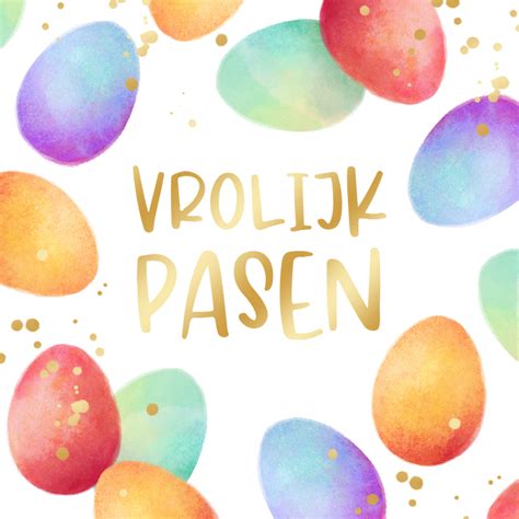 Illustratie van een paaskaart met gekleurde paaseieren