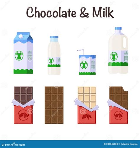 Illustratie van verschillende zuivelproducten en sojaproducten voor babyvoeding.