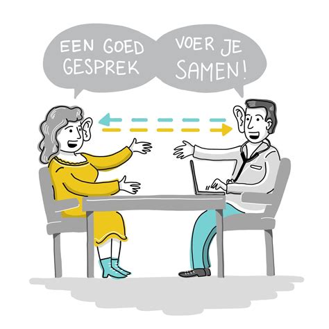 Illustratie die een persoon toont die advies inwint bij een zorgverlener