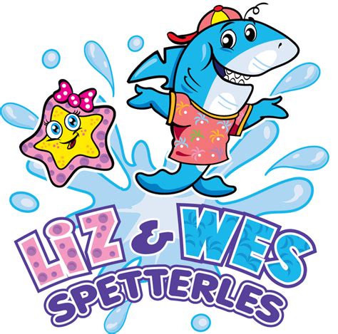 Illustratie van Liz en Wes, de mascottefiguren van de zwemles