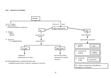 Schema met mogelijke oorzaken van braken bij kinderen, gerangschikt naar ernst.