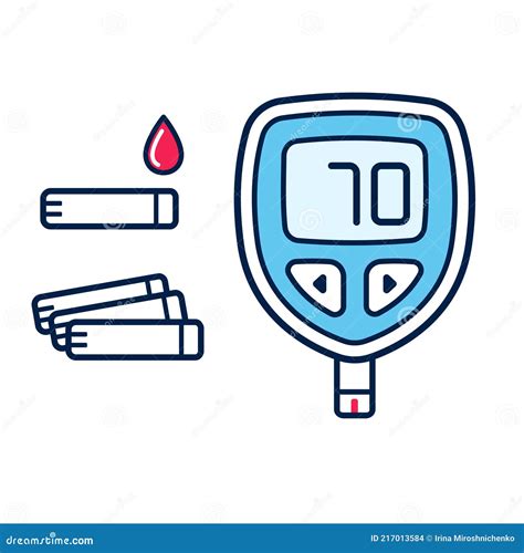 illustratie van een glucosemeter en teststrips