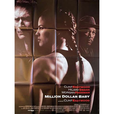 Cinematische poster van Million Dollar Baby, met de hoofdrolspelers Clint Eastwood en Hilary Swank in een bokssfeer.