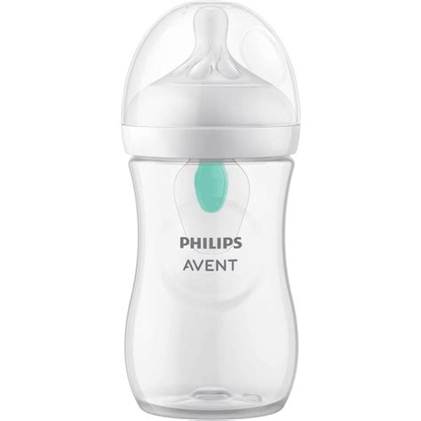 Illustratie van een baby die comfortabel uit een Philips Avent Natural Response fles drinkt, met focus op de speen.