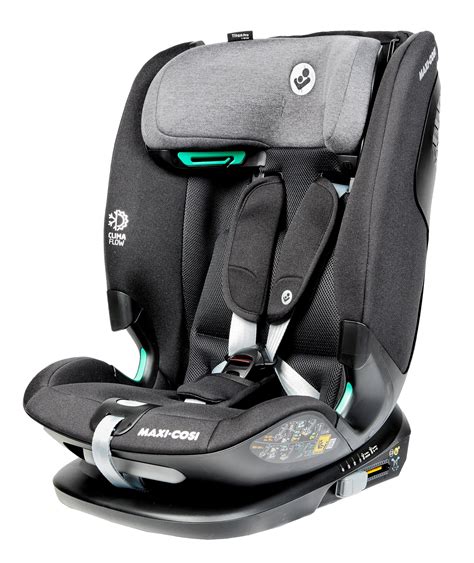 Gedetailleerde illustratie van de G-CELL-technologie en AirProtect®-kussens in de hoofdsteun van de Maxi-Cosi Titan Pro i-Size, met pijlen die de impactabsorptie tonen.