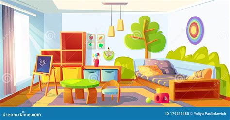 illustratie van lege kinderkamer met speelgoed