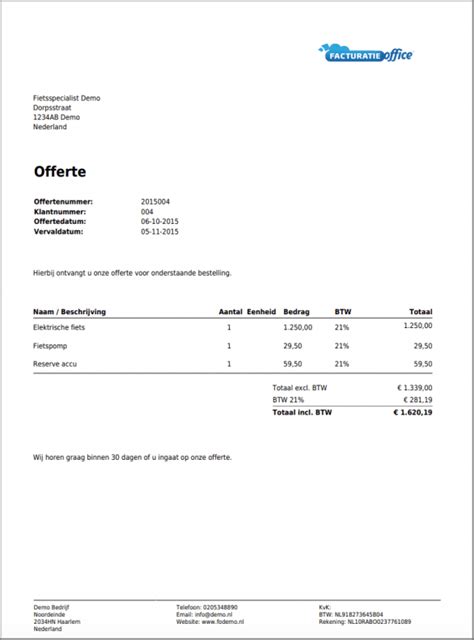 Voorbeeld van een gedetailleerde offerte voor geboortekaartjes