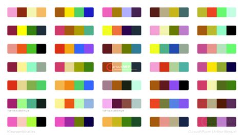 Voorbeeld van verschillende kleurenpaletten voor enveloppen