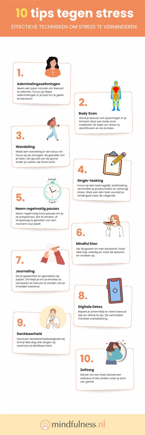 Infographic met tips om stress te verminderen tijdens de zwangerschap