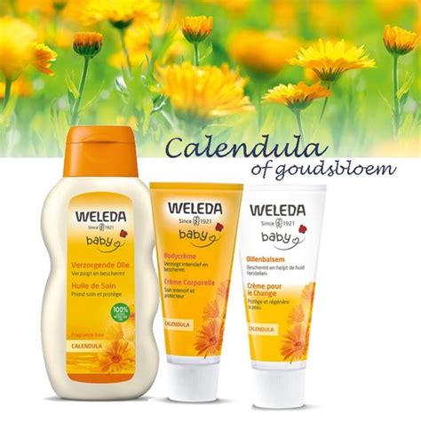 diverse Calendula babyproducten, zoals balsem en olie