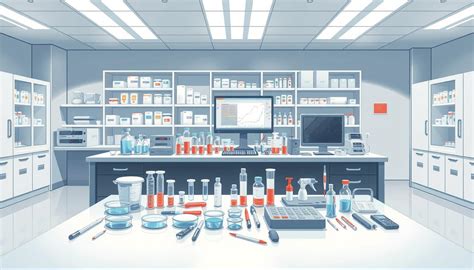 Illustratie van een laboratoriumomgeving met apparatuur voor hormoonanalyse.