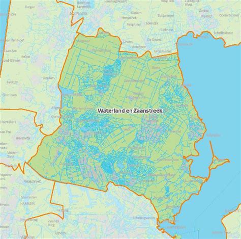 Overzicht van de regio Waterland met de locaties van Verloskundigen Waterland Oost