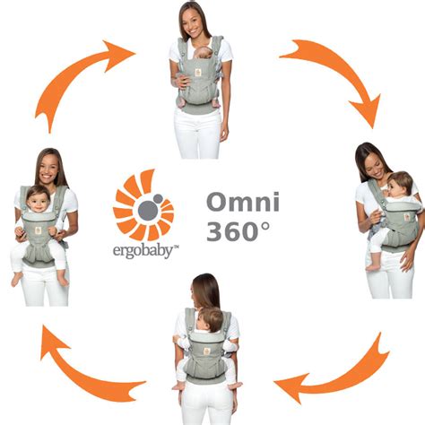Een ouder die de Ergobaby Omni 360 gebruikt met de baby naar voren gericht.