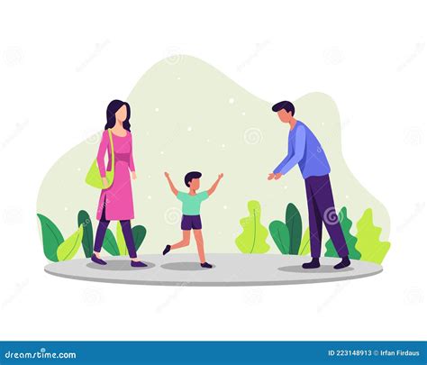 Illustratie van een gezin dat geniet van tijd samen