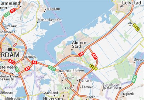 Kaart van Almere met de locaties van de genoemde wegen en watergangen die deel uitmaken van de ontsluitingsprojecten.