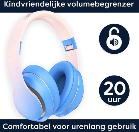 Gedetailleerde foto van de AngelTech Over-Ear Kinderkoptelefoon, met focus op de oorkussens en volumeknop