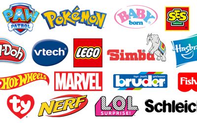 Collage van logo's van huisdier speelgoed merken zoals Multipet, Schleich, Papo.