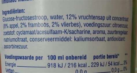 ingrediëntenlijst op verpakking