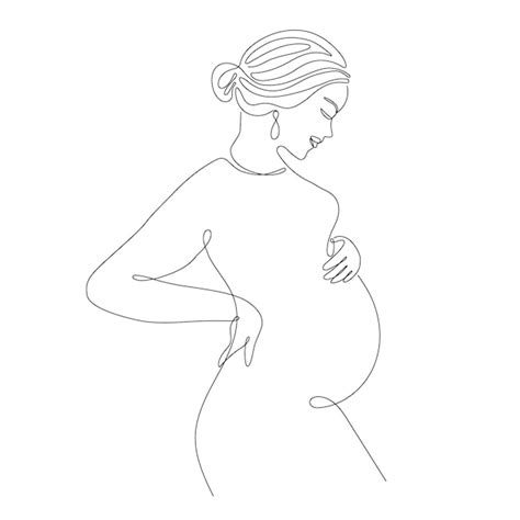 Illustratie van een zwangere vrouw die nadenkt over borstvoeding