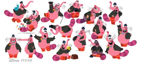 Concept art van Bing Bong en andere imaginaire vrienden uit Inside Out.