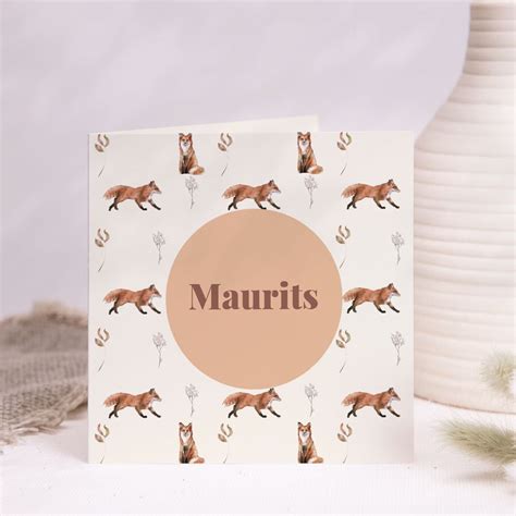 Tabel met prijzen en formaten van geboortekaartjes met vosjes.