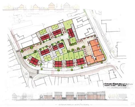 Stedenbouwkundige schets van het masterplan Park 16Hoven met aanduiding van verschillende woningdichtheden en groenvoorzieningen.