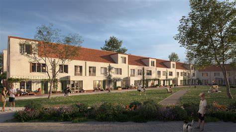 Gezicht op de collectieve binnentuin van Hof van Maasdam, met focus op waterretentie en biodiversiteit.