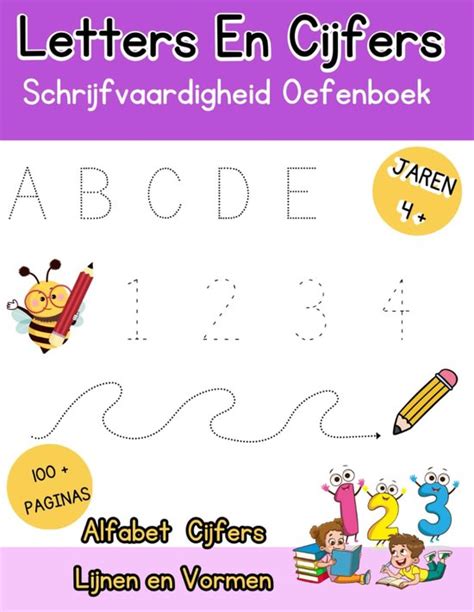 Close-up van een pagina uit het oefenboek met dikke lijnen en eenvoudige cijfers