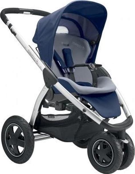 Schematische weergave van de Maxi-Cosi Mura Plus 3 kinderwagen met focus op de drie wielen