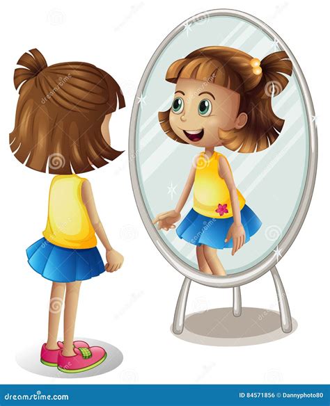 illustratie van een kind dat een letterklank oefent met een spiegel