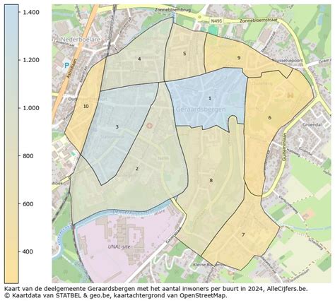 Kaart van Geraardsbergen met de locatie van Kinderdagverblijf Pierrot gemarkeerd