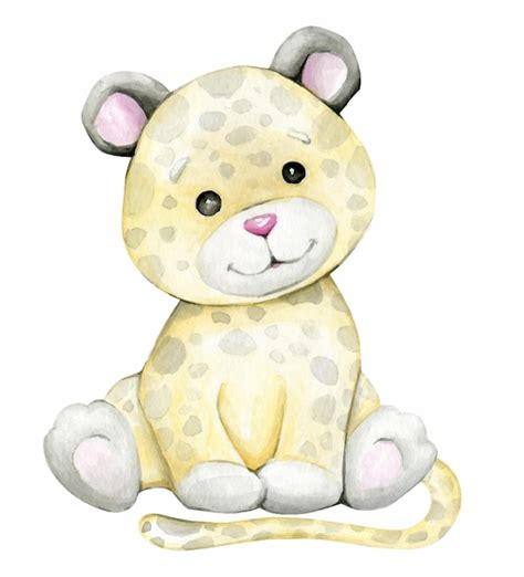 Illustratie van een schattig dier in aquarel stijl, geschikt voor een geboortekaartje.