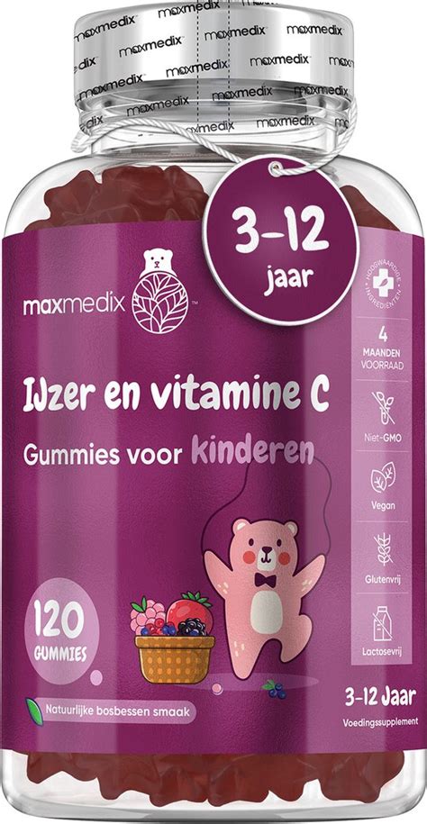 Verpakkingen van kauwtabletten en gummies met vitamine C voor kinderen