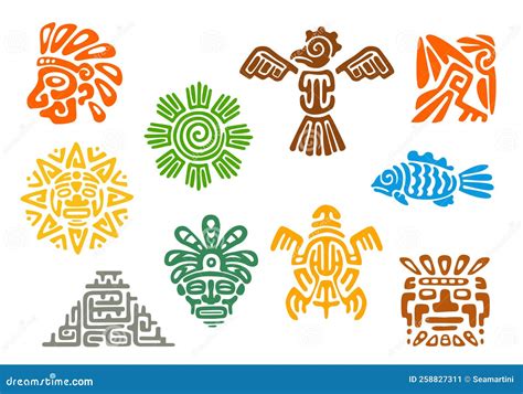 Illustratie van verschillende Maya Nahual dieren