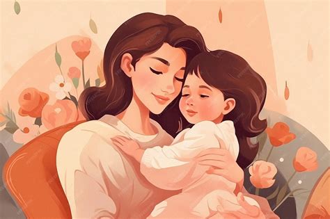 Illustratie van een moeder die een postpartum massage ontvangt, met nadruk op ontspanning en zorg.