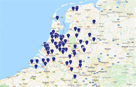 Interactieve kaart met geboorteplaatsen van Nederlandse artiesten