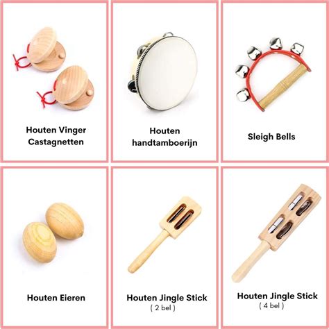 Gedetailleerde illustratie van muziekinstrumenten die gebruikt worden in peuterlessen
