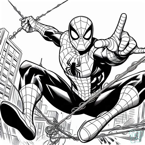 Illustratie van de iconische Spiderman in actie