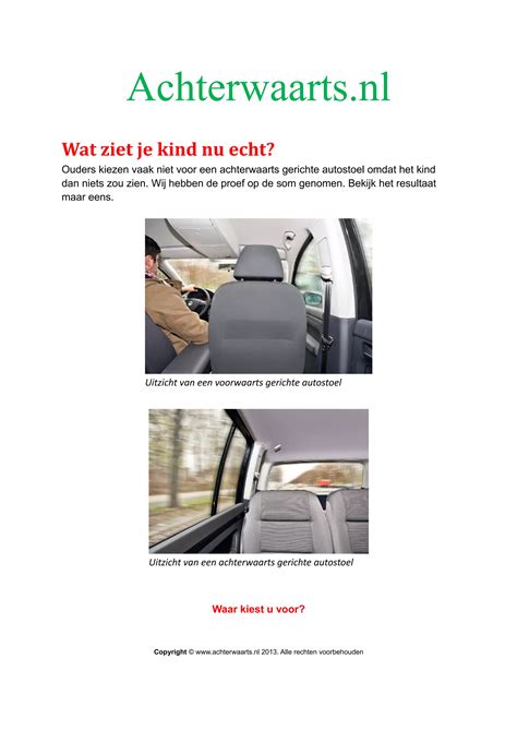 illustratie van de voordelen van achterwaarts vervoeren in een autostoel