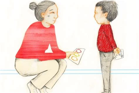 illustratie van een ouder die geduldig luistert naar een peuter