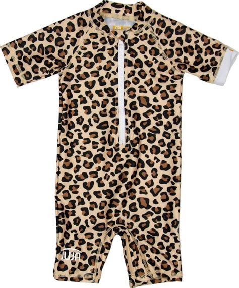 Roze zwempakje met UV-bescherming en luipaardprint