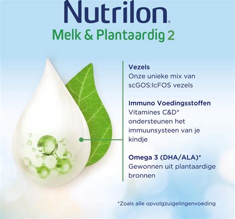 Gedetailleerde voedingswaarde tabel van Nutrilon Melk & Plantaardig 1.