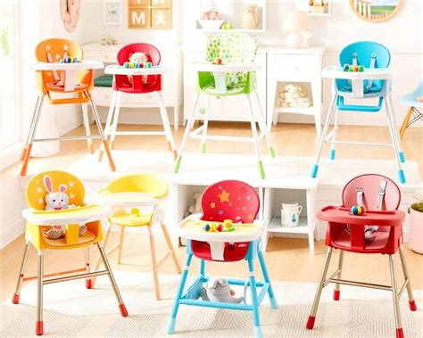Illustratie van diverse Bopita kinderstoelen in verschillende stijlen en kleuren.
