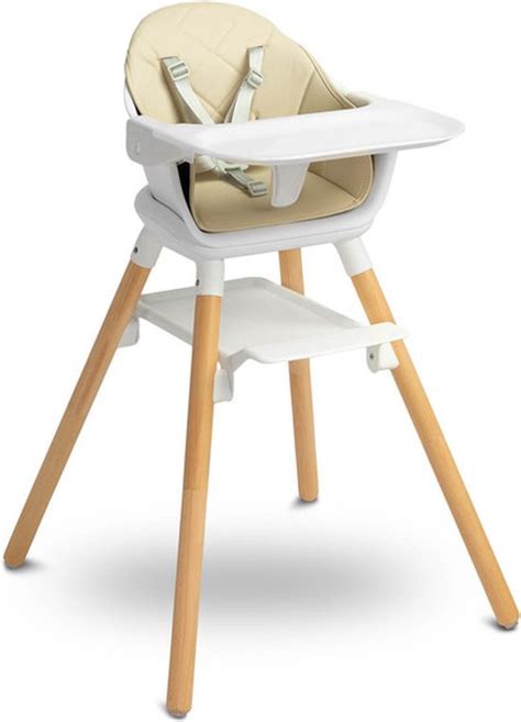 Schema dat de verschillende ombouwmogelijkheden van een Bopita kinderstoel toont (bv. van hoge stoel naar lage stoel met tafel).