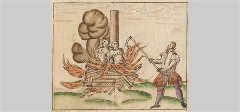 Boekillustratie die de strijd tegen heksenvervolgingen in de 16e eeuw weergeeft